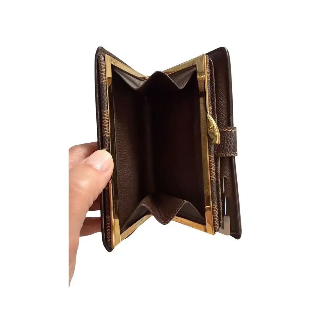 Louis Vuitton Damier Ebene French Purse Compact Wallet MINT